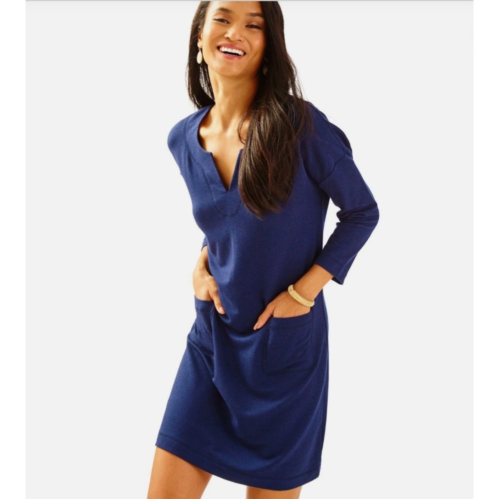 Lilly Pulitzer‎ UPF 50+ JOYCE DRESS True Navy SIZE S Pockets Soft